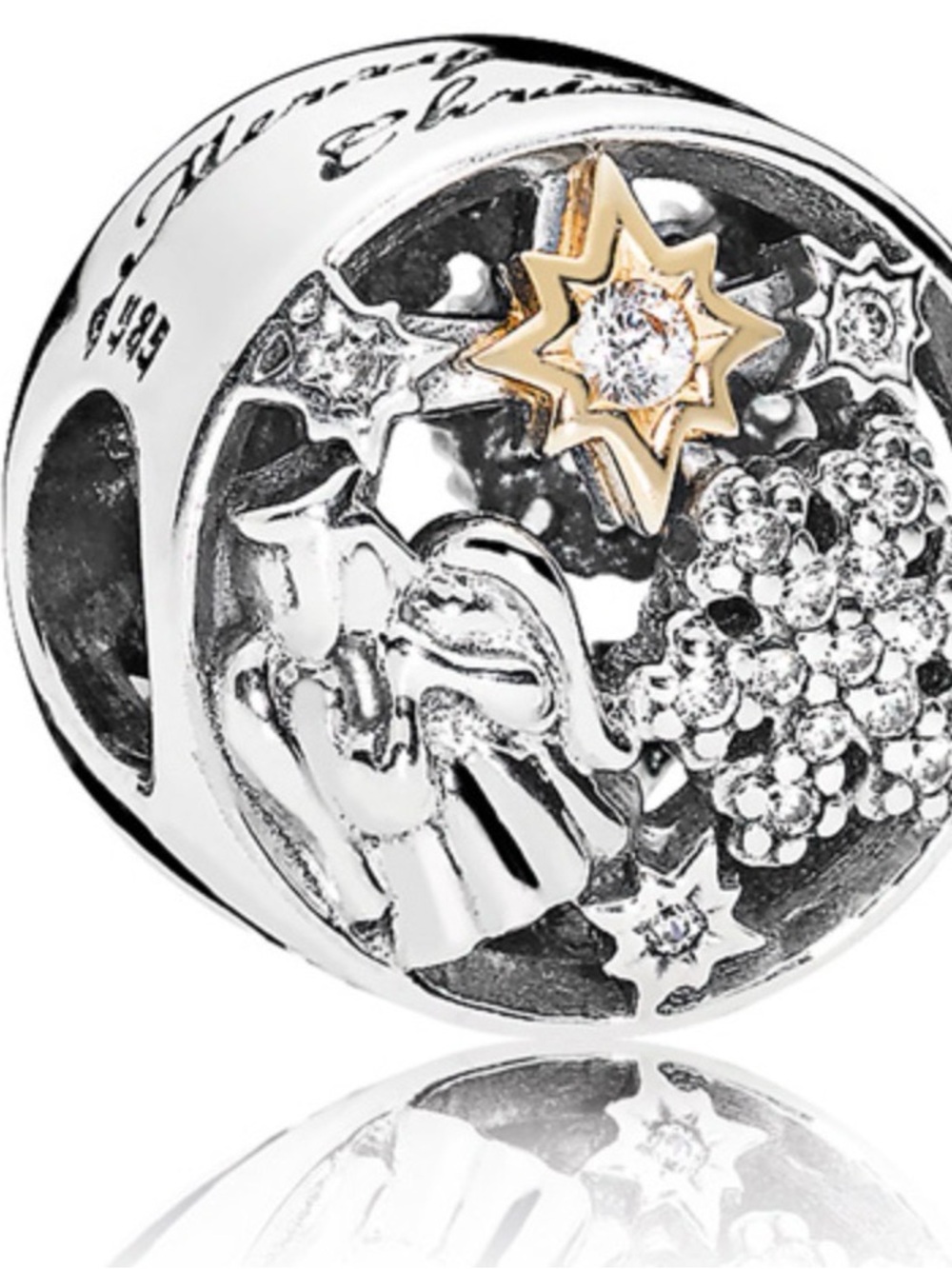 Pandora Two-Tone Celestial Wonders Angel Charm w/CZ 796363CZ